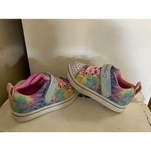 Skechers Sneakers Girls Size 7 Toddler Light Up Twinkle Toes Shoes Pink Purple